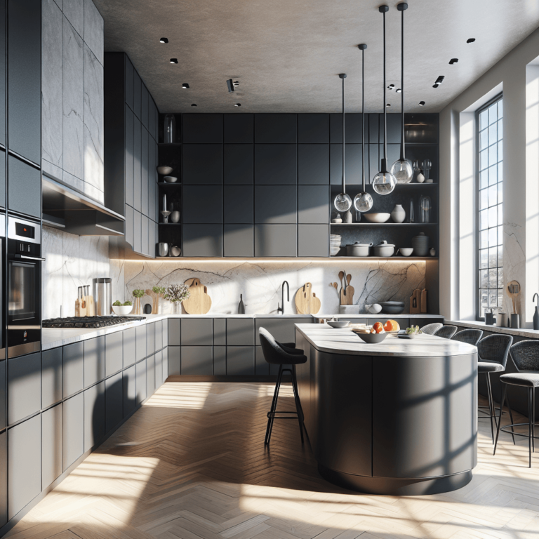 anthrazitfarbene Einbauküche-Stuttgart