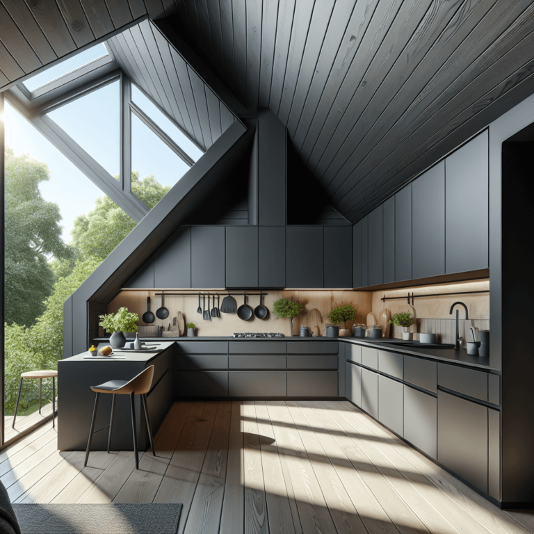anthrazitfarbene Küche für Dachschräge-Stuttgart