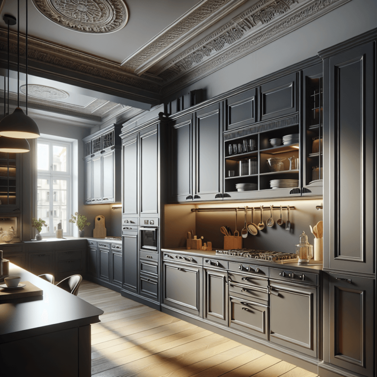 anthrazitfarbene Küche im Art-Deco-Stil-Stuttgart