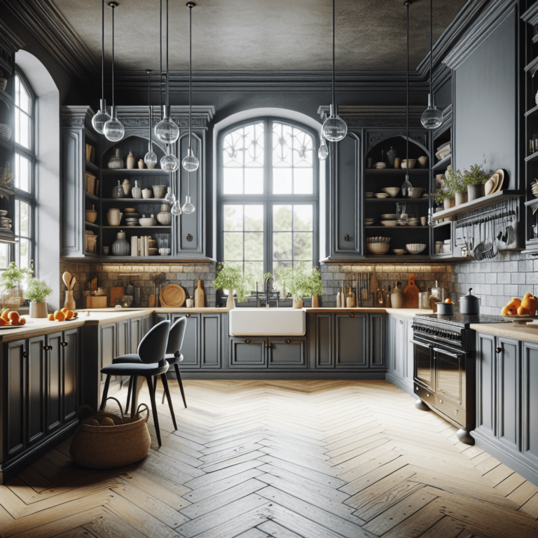 anthrazitfarbene Küche im Shabby Chic Stil-Stuttgart