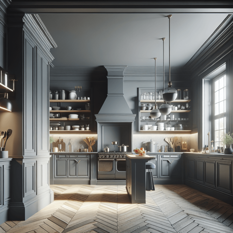anthrazitfarbene Küche im Vintage Chic Stil-Stuttgart