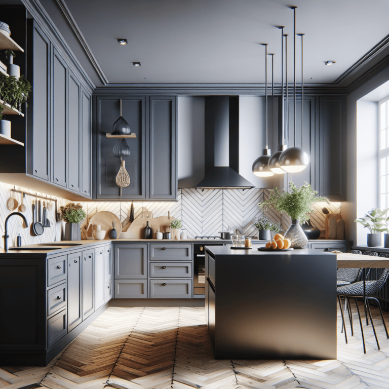 anthrazitfarbene Küche im skandinavischen Stil-Stuttgart