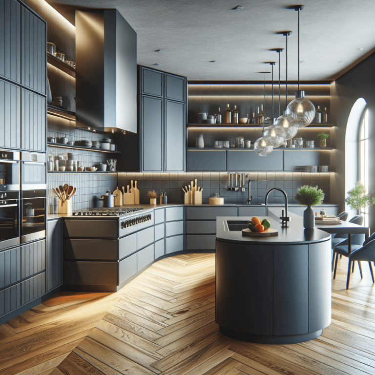 anthrazitfarbene Küche in G-Form-Stuttgart