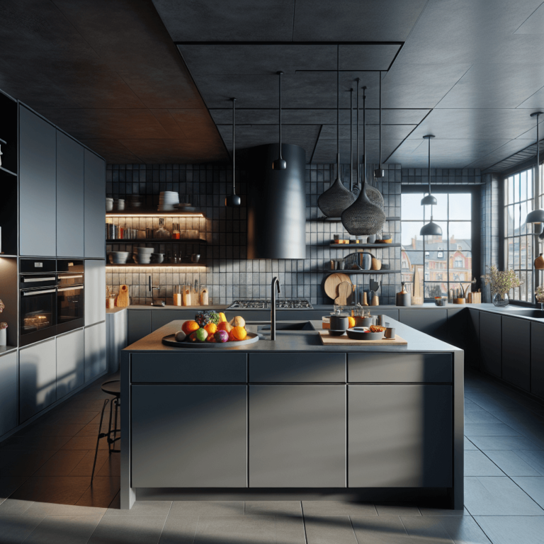 anthrazitfarbene Wohnküche-Stuttgart