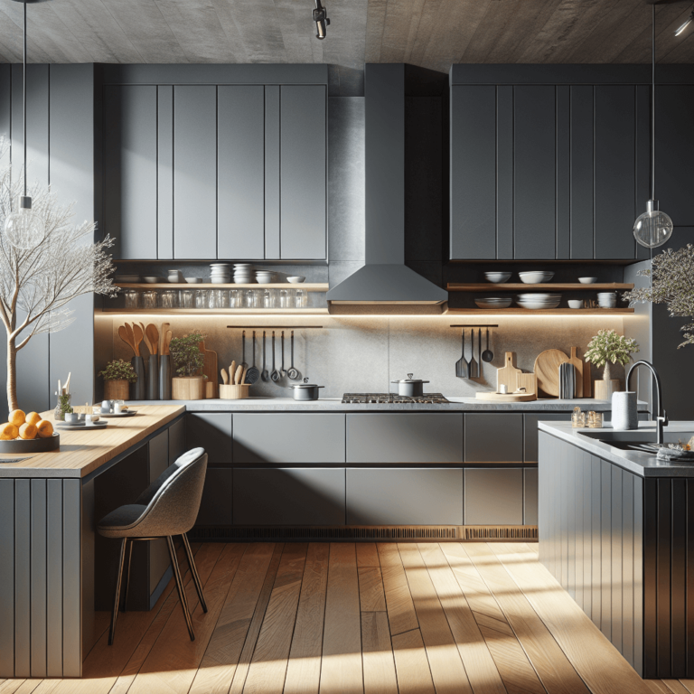 anthrazitfarbene mehrzeilige Küche-Stuttgart