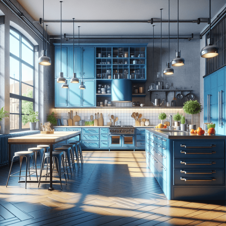 blaue Industrielle Küche-Stuttgart