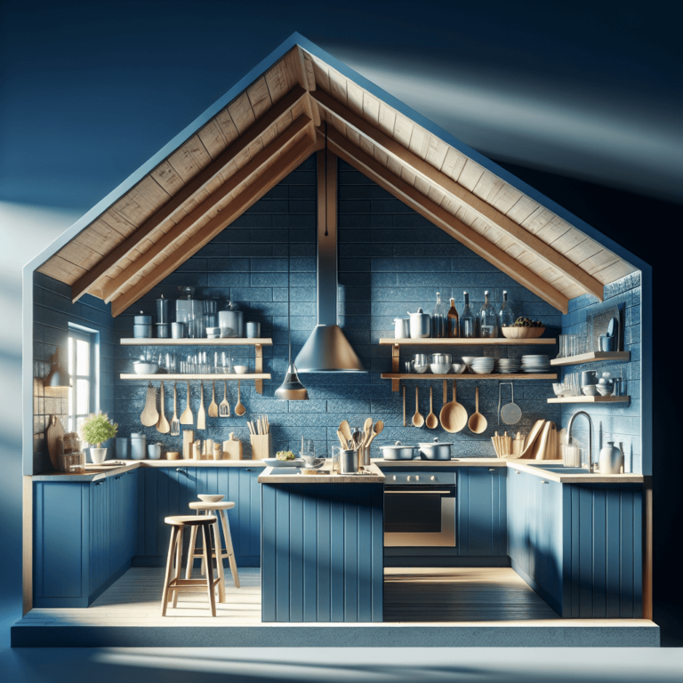 blaue Küche für Dachschräge-Stuttgart