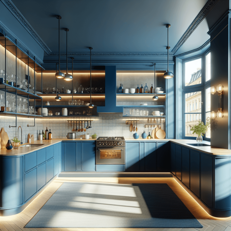 blaue Küche im Art-Deco-Stil-Stuttgart