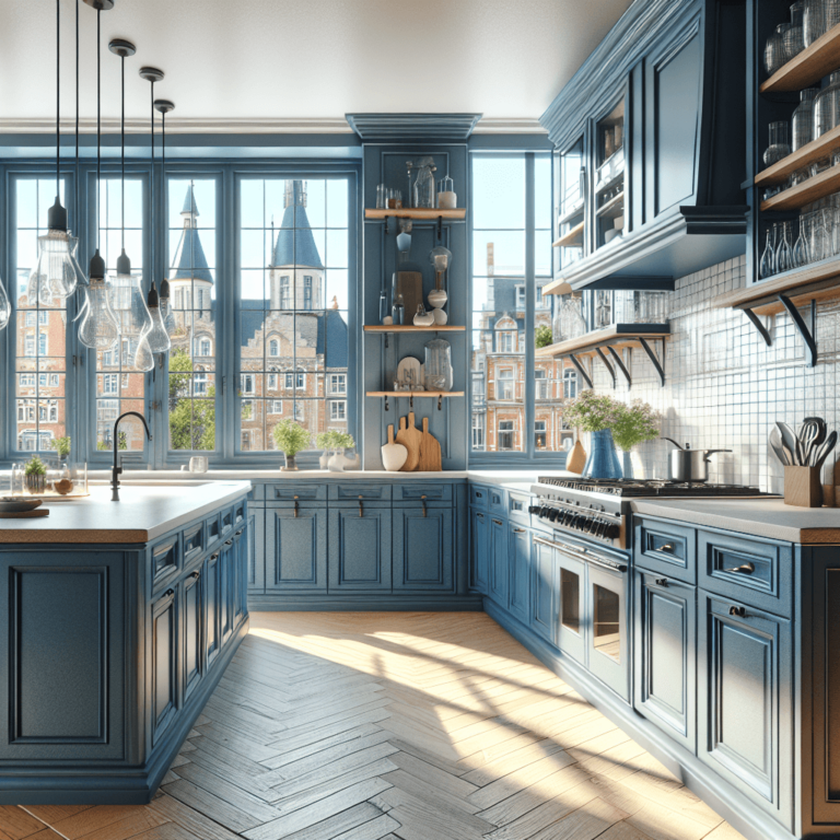 blaue Küche im Bauernhausstil-Stuttgart