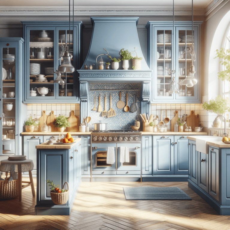 blaue Küche im Shabby Chic Stil-Stuttgart