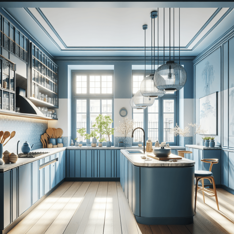 blaue Küche im asiatischen Stil-Stuttgart