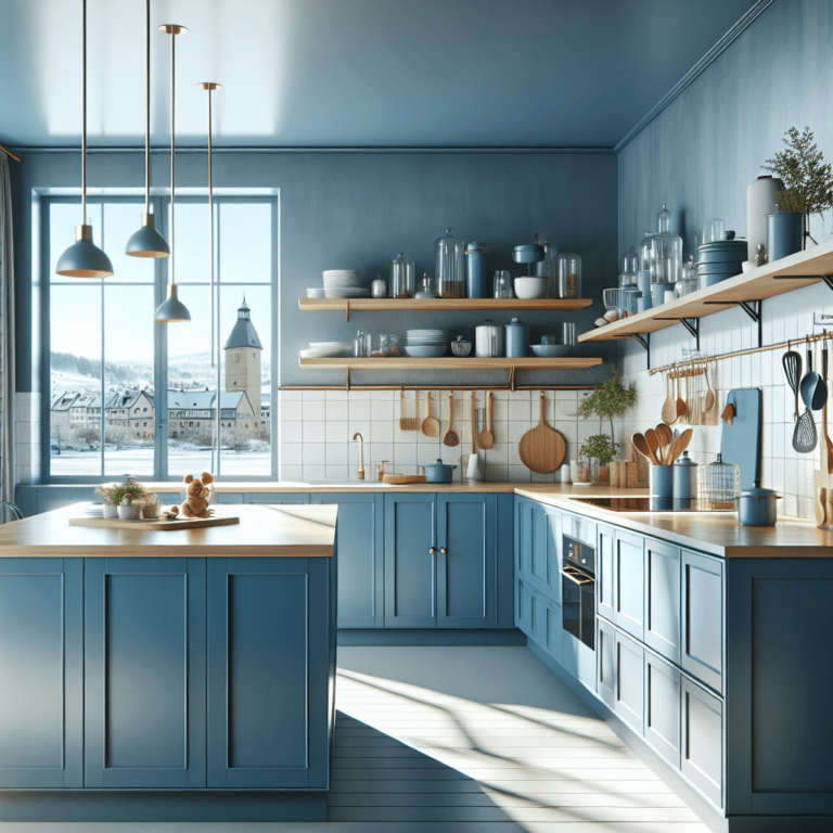 blaue Küche im skandinavischen Stil-Stuttgart