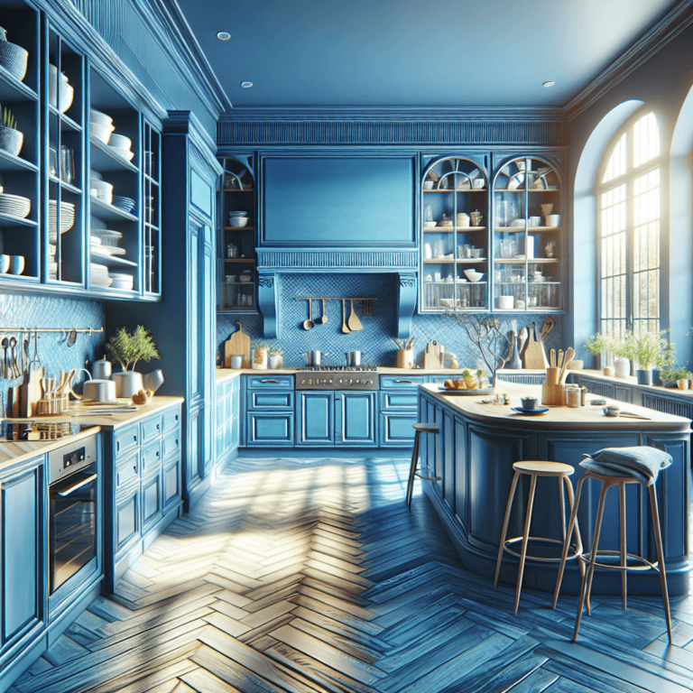 blaue Küche in G-Form-Stuttgart