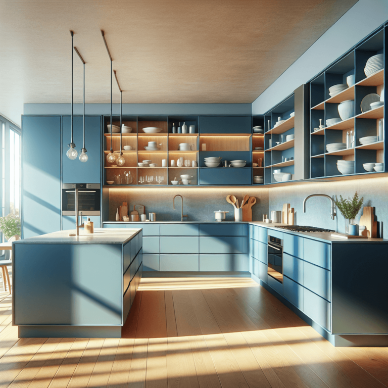 blaue Küche in L-Form-Stuttgart