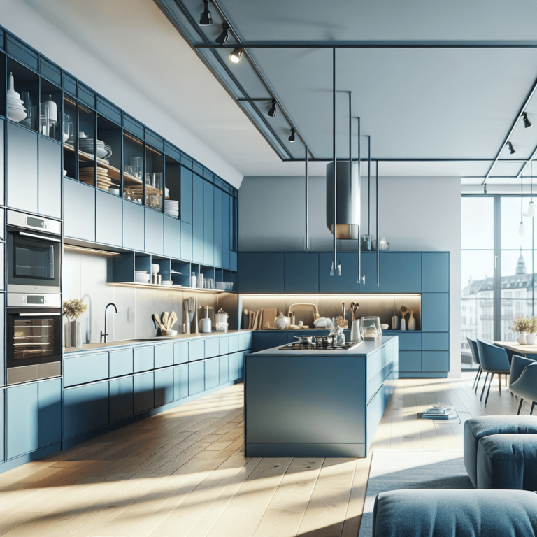 blaue einzeilige Küche-Stuttgart