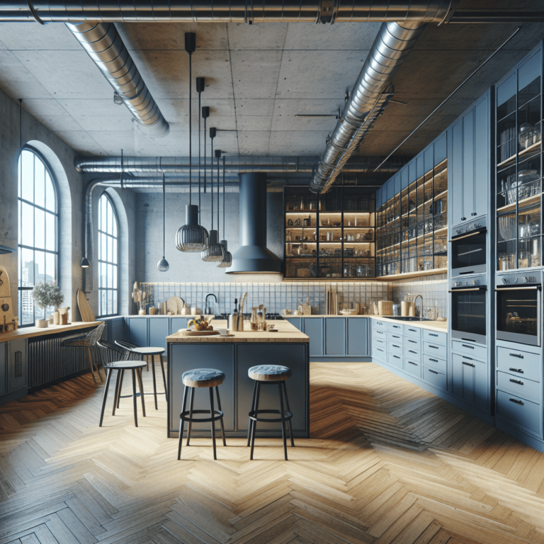 blaugraue Industrial Style Küche-Stuttgart