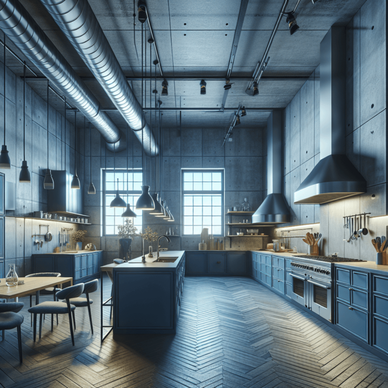 blaugraue Industrielle Küche-Stuttgart