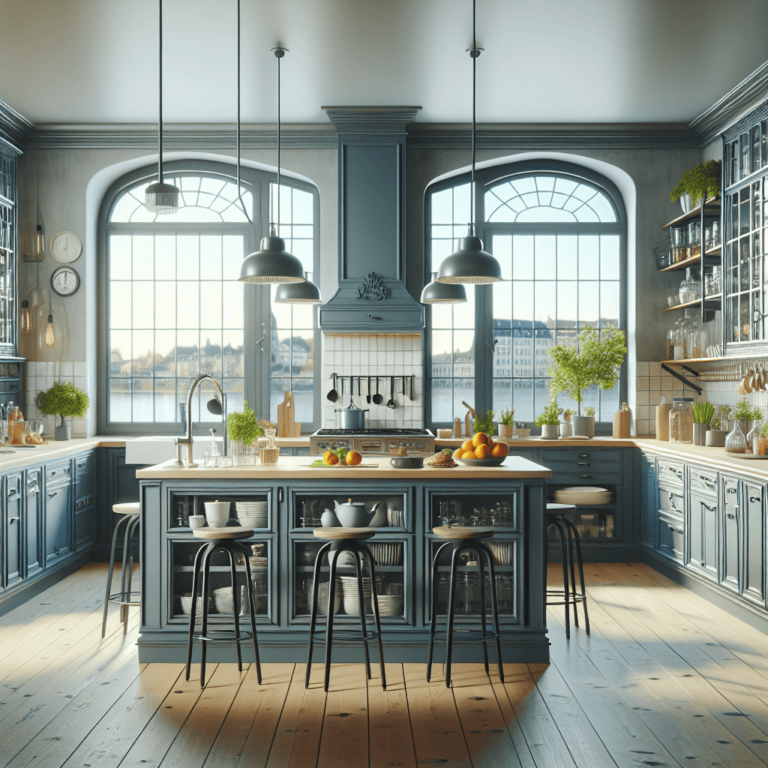 blaugraue Küche im Art-Deco-Stil-Stuttgart