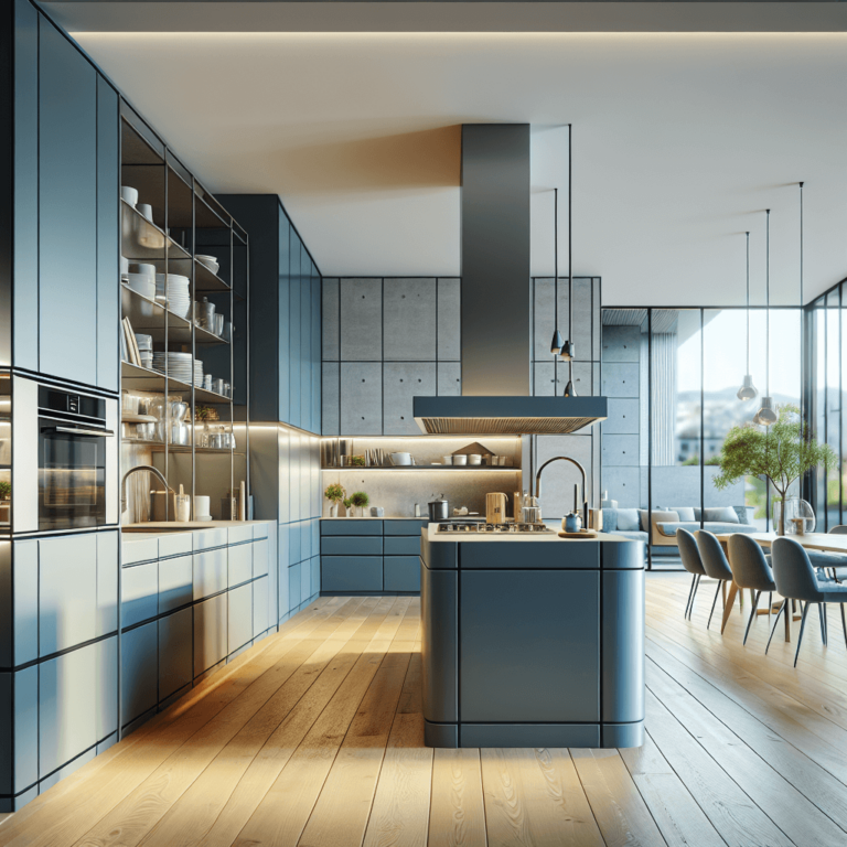 blaugraue Küche in G-Form-Stuttgart
