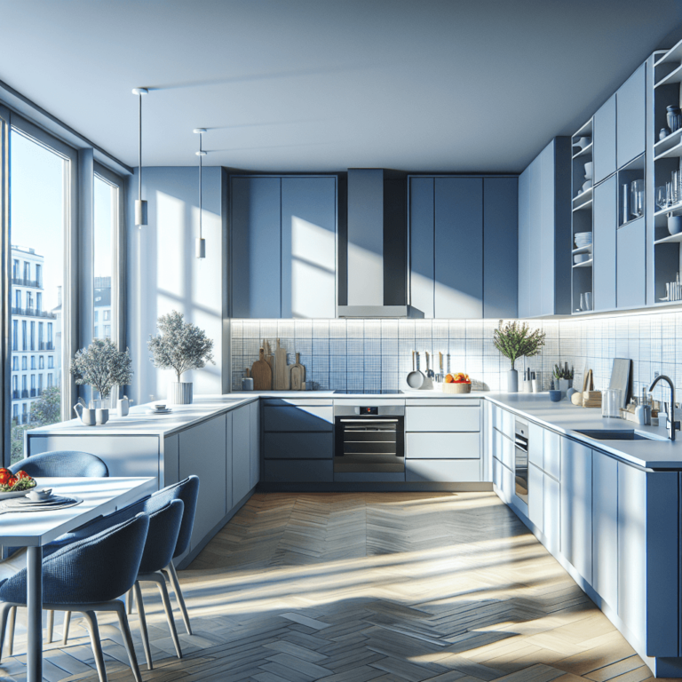 blaugraue Küche in L-Form-Stuttgart