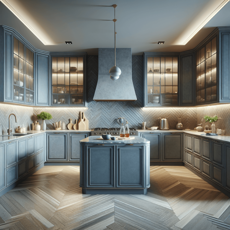 blaugraue Küche in U-Form-Stuttgart