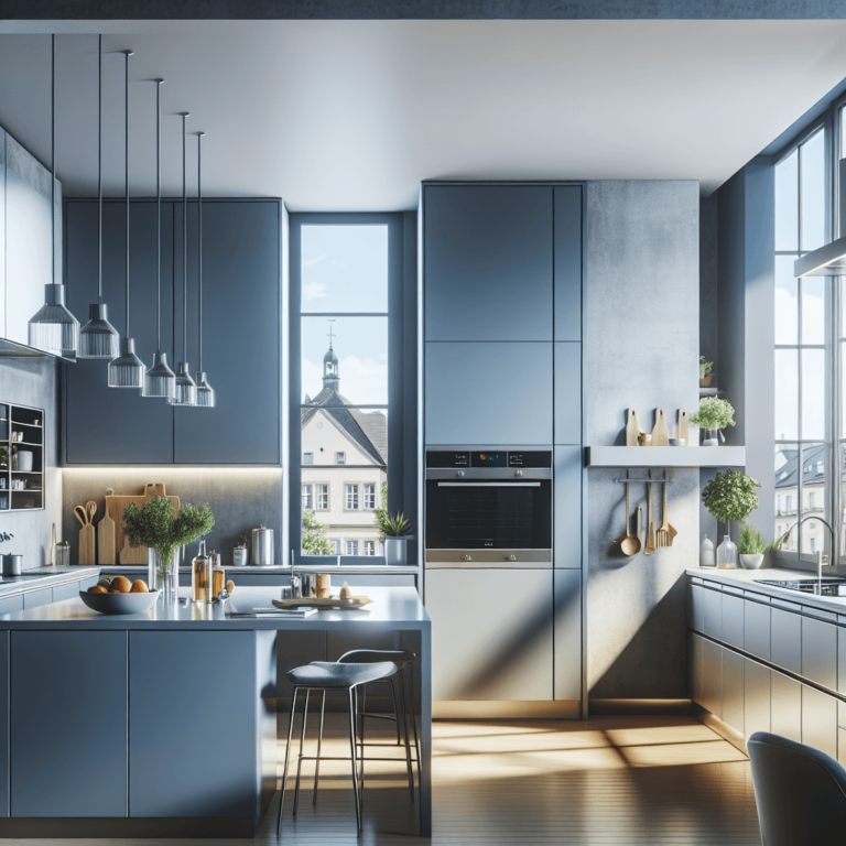 blaugraue Wohnküche-Stuttgart