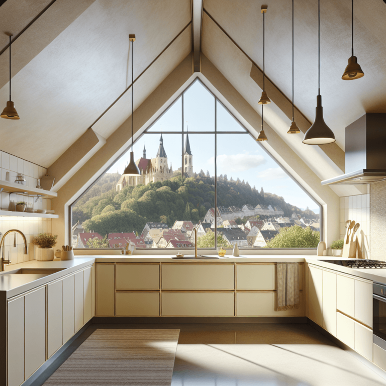 cremefarbene Küche für Dachschräge-Stuttgart