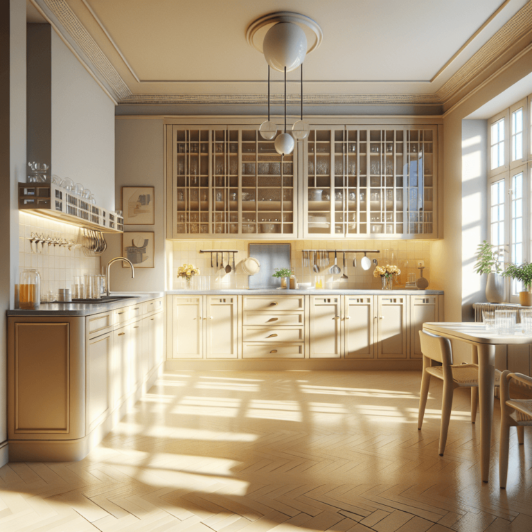 cremefarbene Küche im Art-Deco-Stil-Stuttgart