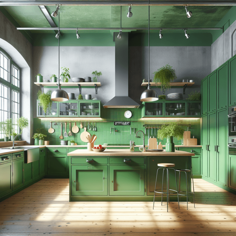 grüne Industrial Style Küche-Stuttgart