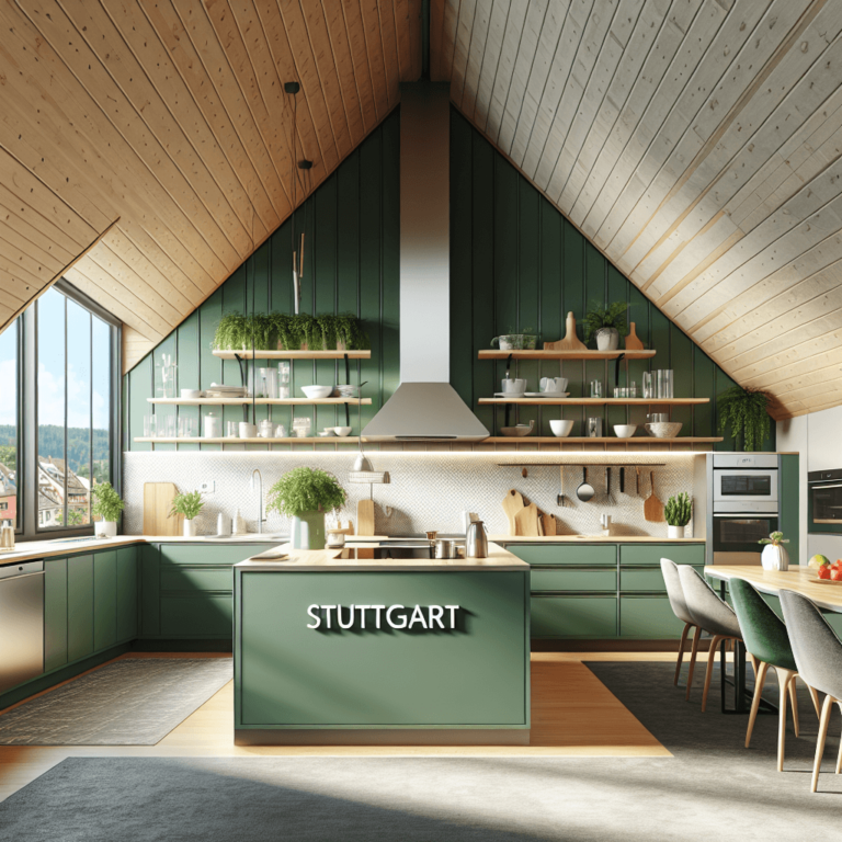 grüne Küche für Dachschräge-Stuttgart