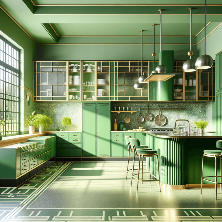 grüne Küche im Art-Deco-Stil-Stuttgart