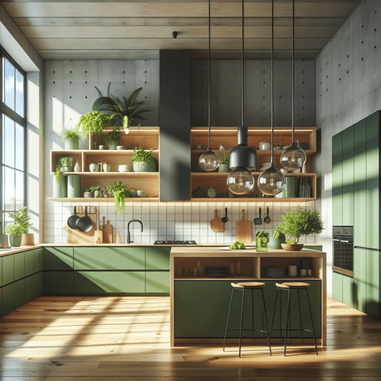 grüne Küche im Loftstil-Stuttgart