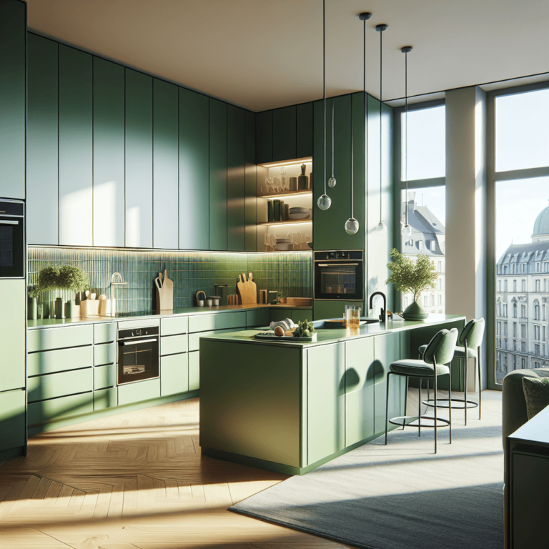 grüne Küche in L-Form-Stuttgart