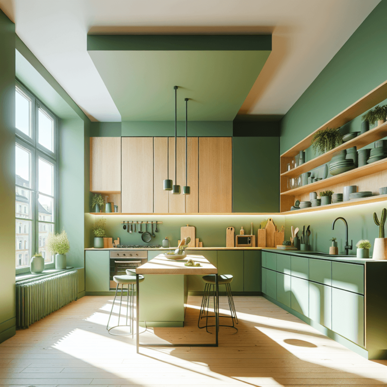 grüne einzeilige Küche-Stuttgart