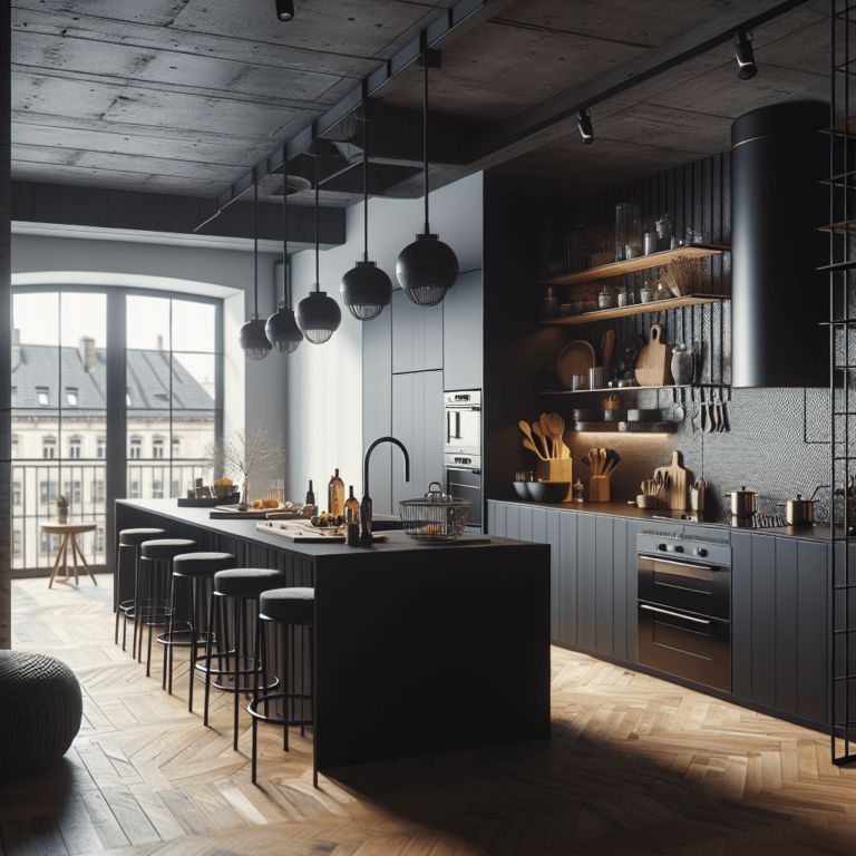schwarze Industrial Style Küche-Stuttgart