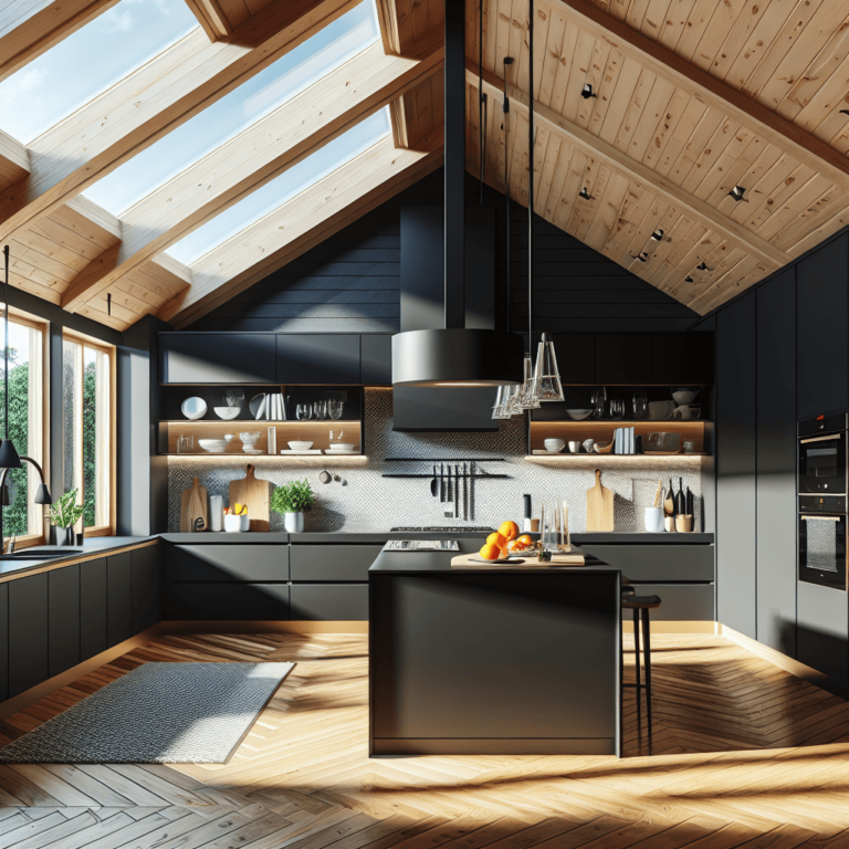 schwarze Küche für Dachschräge-Stuttgart