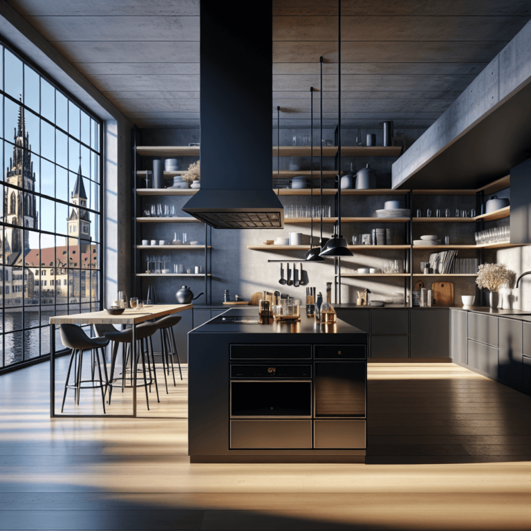 schwarze Küche im Loftstil-Stuttgart