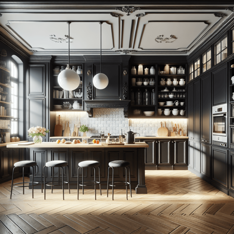 schwarze Küche im Vintage Chic Stil-Stuttgart