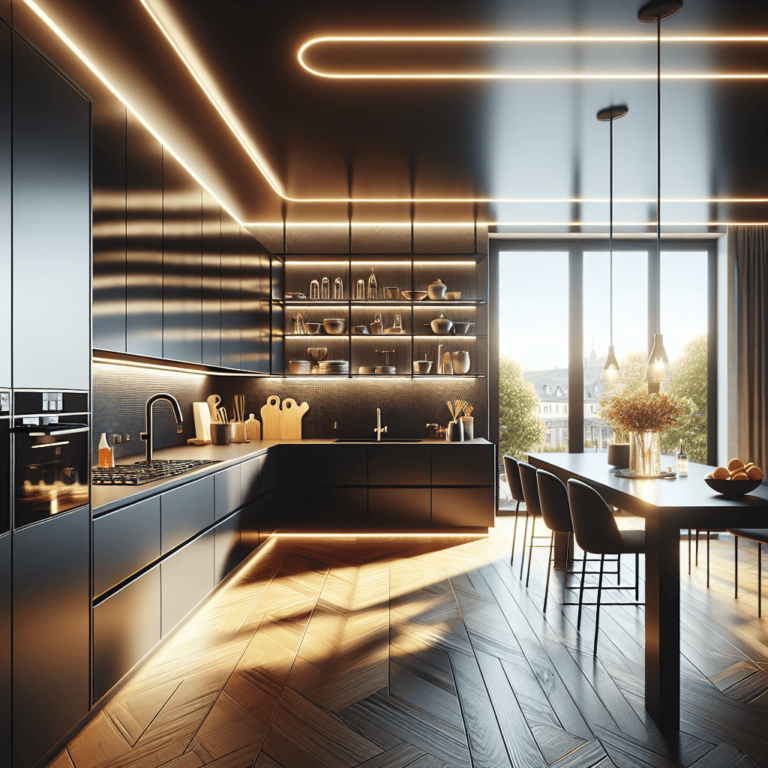 schwarze Küche in G-Form-Stuttgart