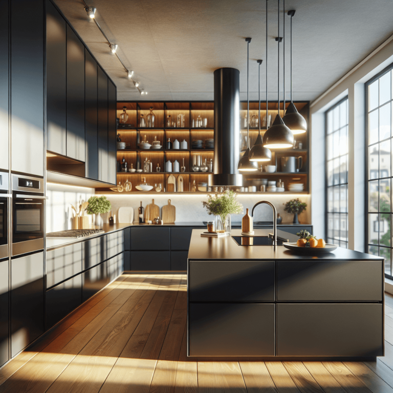 schwarze Küche in L-Form-Stuttgart