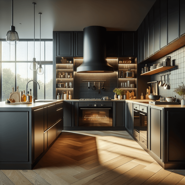 schwarze Küche in U-Form-Stuttgart