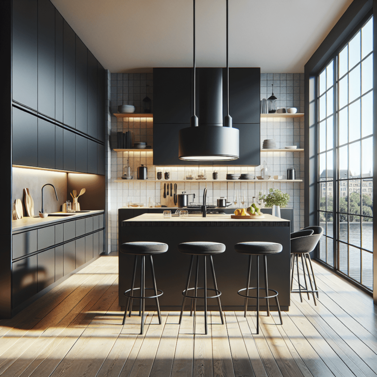 schwarze einzeilige Küche-Stuttgart